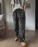 Pattern rivet pintuck balloon cargo pants
