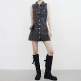 Tein sleeveless denim one piece