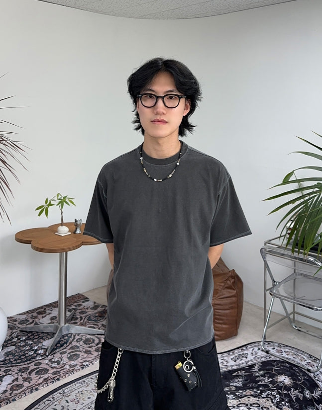 【SATIIIZ】Mic Pigment Crop Short Sleeve Tee SATIIIZ (サティーズ) - マイクピグメントクロップ半袖Tシャツ