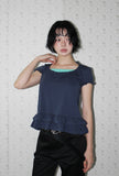STRIPE HALTER FRILL TEE