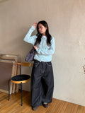 Yanna Non-Fade Wide Black Denim Pants