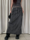 Pigmented Rope Cut Cargo Long Skirt