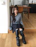 Soy Striped V-Neck Knit
