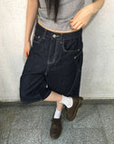 Doppin Incision Adjust Washing Denim Bermuda Pants