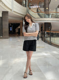 Heden Open Collar Stripe Puff Short Sleeve T-shirt