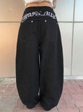 Oven Lettering Patch Denim Wide Pants