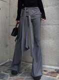 Ribbon Shirring Bootcut Pants