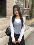 Boven Color Matching V Sleeveless T-Shirt Layered Set