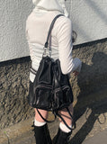 Chino Multi-Pocket Leather Shoulder Bag Backpack