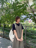 Qdoden Nylon Layered Cargo Long One Piece
