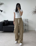 Miel Pintuck Nylon Cargo Pants