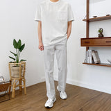 Fold semi-wide cotton pants