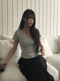 Boin Modal Slim U-Neck Slim Short Sleeve T-shirt