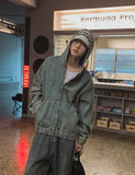 Light washed denim hooded jacket