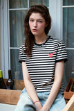Muffin Heart Stripe CROP Ringer Tee