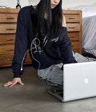 Rainy Lettering Off-Shoulder Sweatshirt