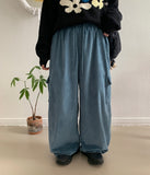 [BAONHAUS] Pomp corduroy cargo banding pants