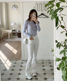 Tight Creamy Round Basic T-shirt