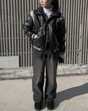 Kawa washed denim wide pants