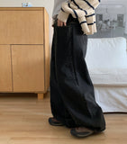 Luave black blue brushed denim pants