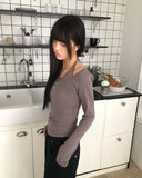 Hinb Halter Layered Button Long Sleeve T-shirt