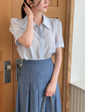 Belluan Tencel Collar Puff Blouse