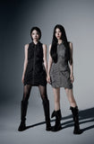 Shirring Zip Sleeveless Dress