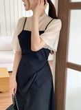Elvi See-through Layered Half-Neck Blouse