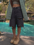 Line Track Damage Bermuda Pants