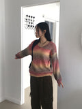 Aran Mix Gradient V-neck Knit