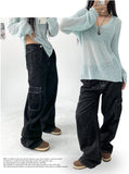 caffeine cargo denim wide pants