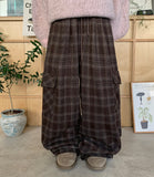 Nelling brushed check wide wool cargo pants