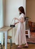 Meshian banding flare long skirt