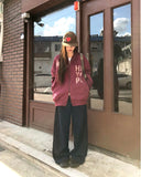 Bowling corduroy snap adjust wide-fit long pants