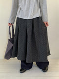 Fiden Wool Pleats Banding Dot Long Skirt