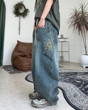 Kidens Balloon Embroidered Denim Pants
