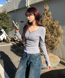 Premier Button V-Neck Long Sleeve