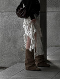 Autumn Lace Tiered Unbalanced Skirt