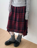 T-L Vintage Check Layered Midi Skirt