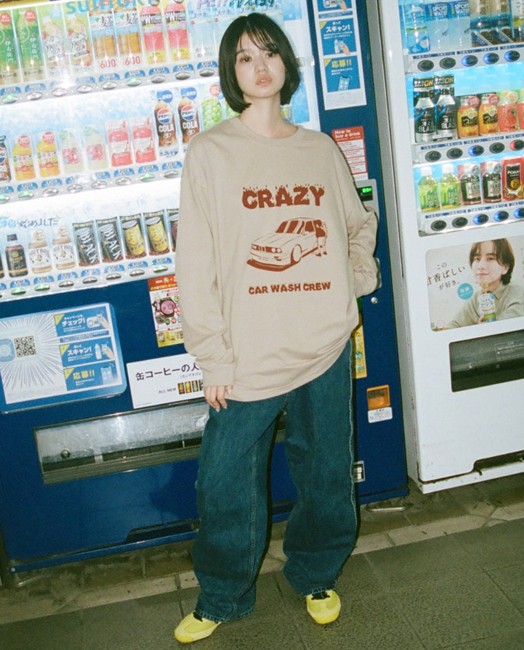 【Crazy Car Wash Crew】22FW★ CAR WASH STITCH HALF ZIPUP Car Wash Day Car Detailing Carwash Long Sleeve T-Shirt