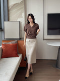 Kashua V-neck Collar Short Sleeve Knit