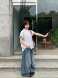 Mutella summer denim balloon wide pants