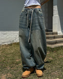 Fit String Banded Balloon Denim Pants