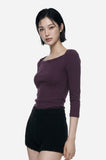 [ EEUN MADE ] Soft Boat Neck Sleeve Three Quarter
