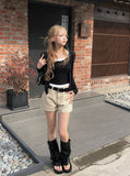 Molan Color Matching Layered Button Cap Sleeveless