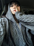 Hugo cable hood knit zip-up