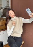 Waffel Two-Way Short Knit Zip-up Vest