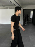 Muscle Fit Round Short Sleeve Knit