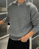Cable pullover half zip-up knit