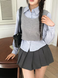 Getty Fake Layered Layered Color Matching Bustier Shirt